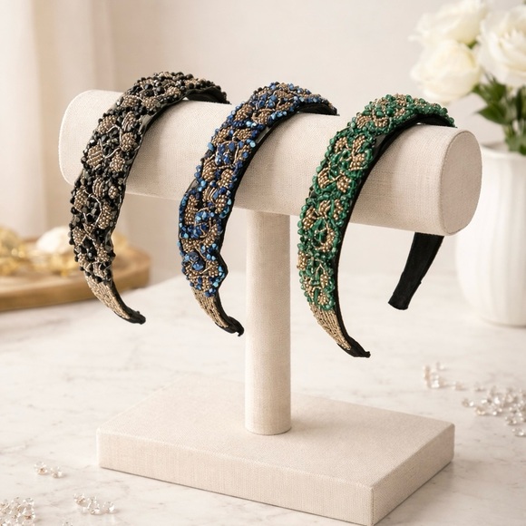 Unbranded Accessories - Chic Beaded Headband (Choose 1) - Black, Blue, Green
